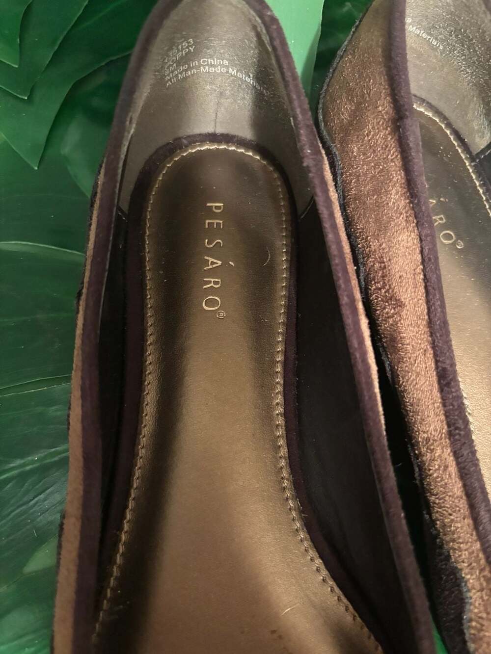 Pesaro Poppy Brown Two-Tone Faux Suede Almond-Toe Flats - Picture 2 of 5